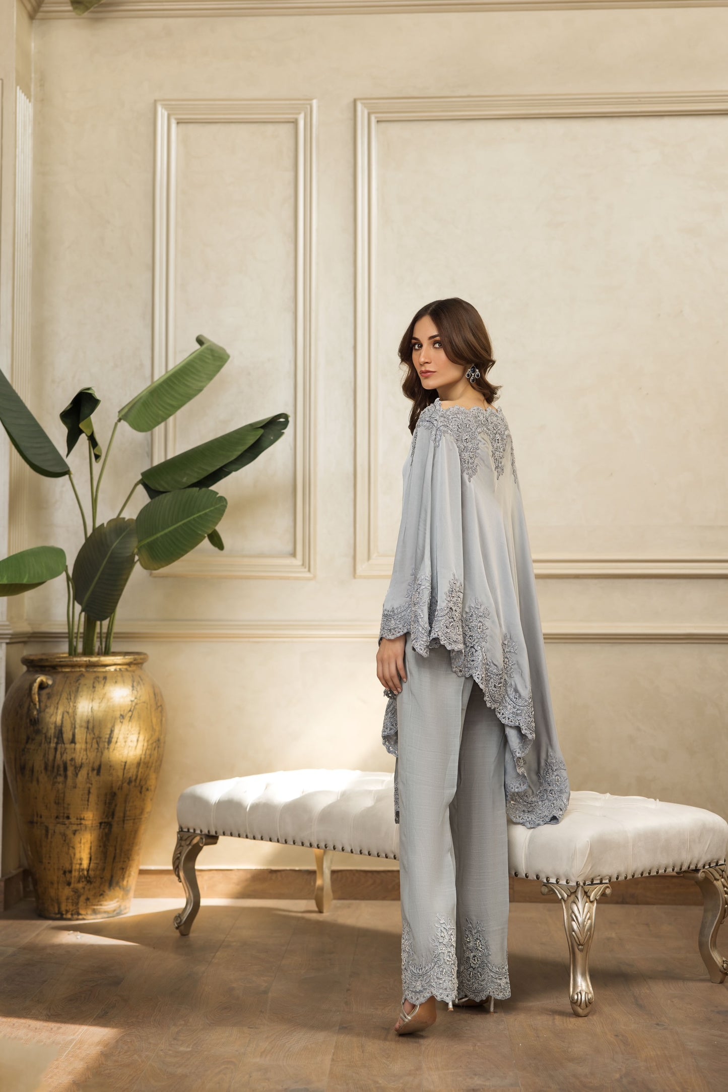 Chamois embroidered kaftan and pants (RZ-013)
