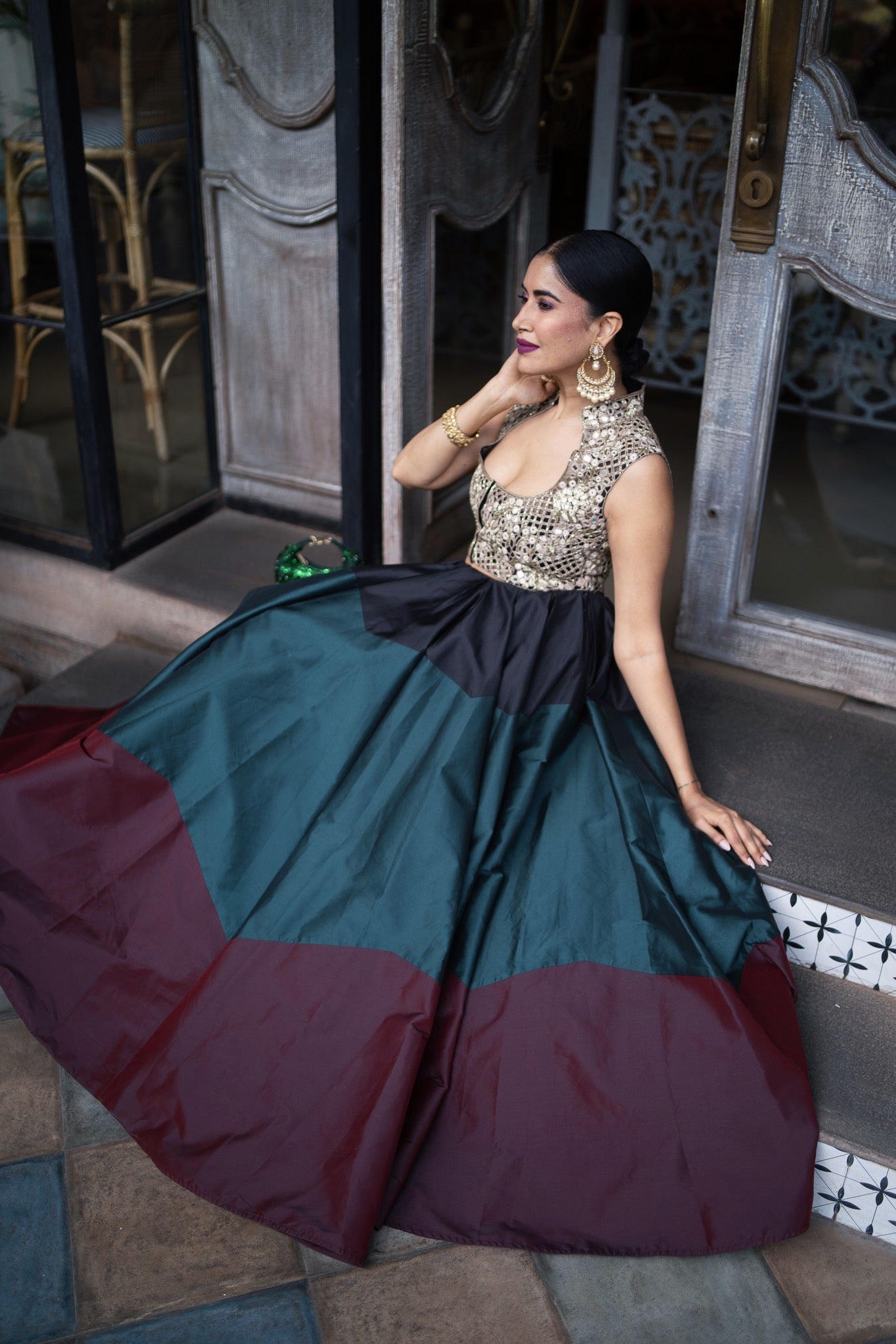 A Mirror Embroidered Choli and Ghagra (AL-900)