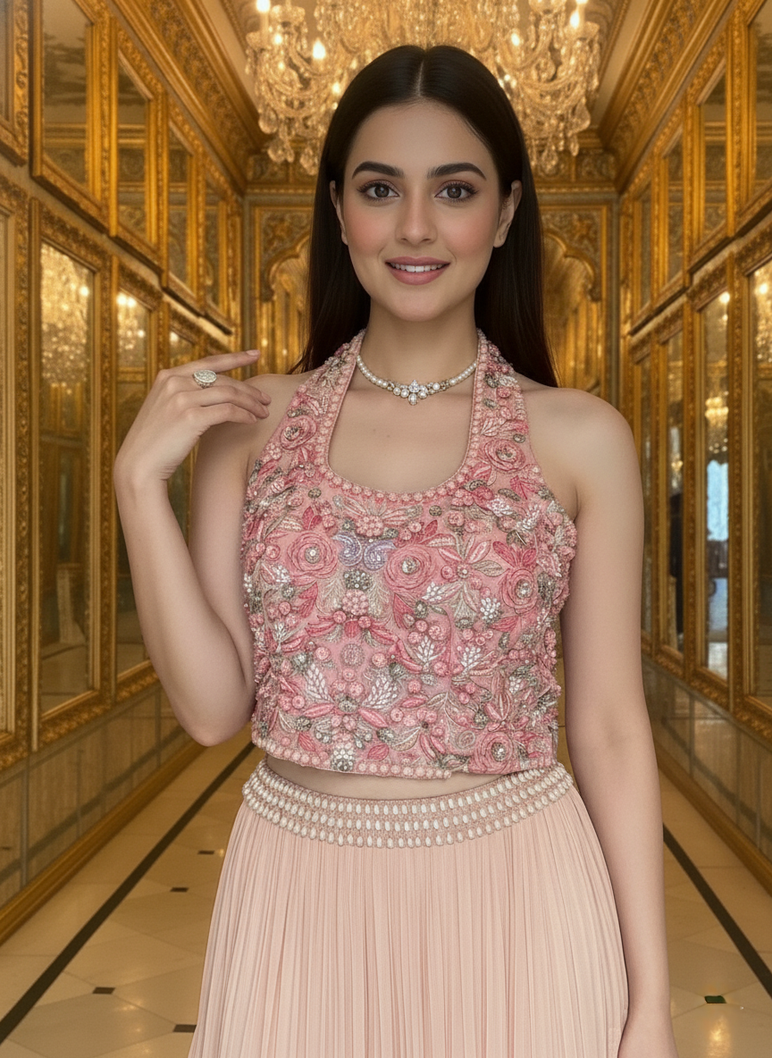 A crop top and ghagra- (OVE-90)