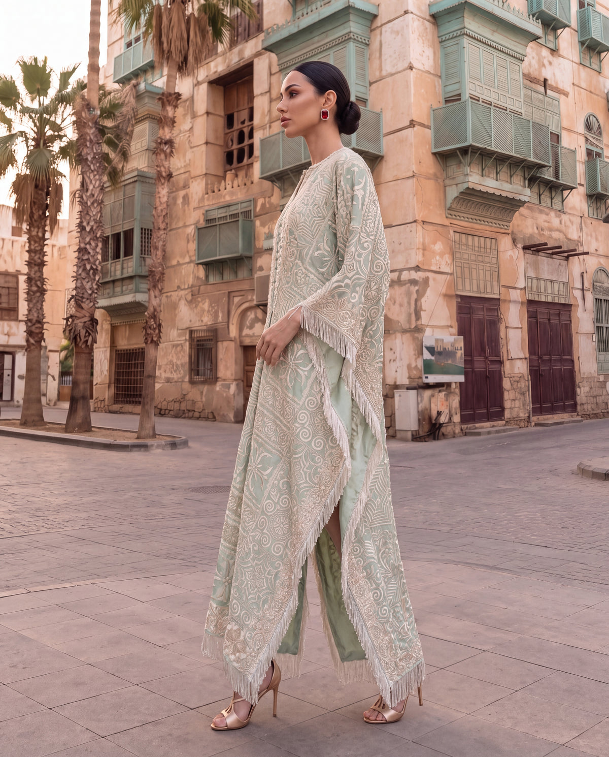 Soft Celadon Green Kaftan-(KTN-11700)