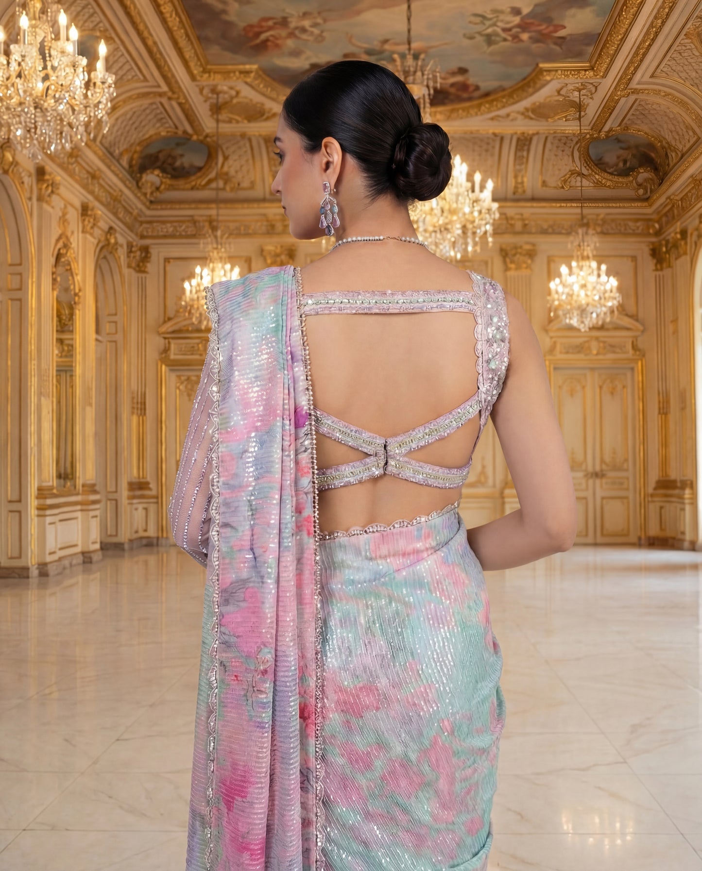 A sequinned sari-(SQ-06210)