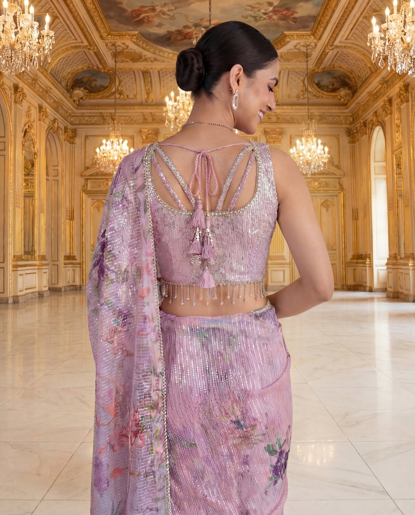 A sequinned sari-(PSC-9)
