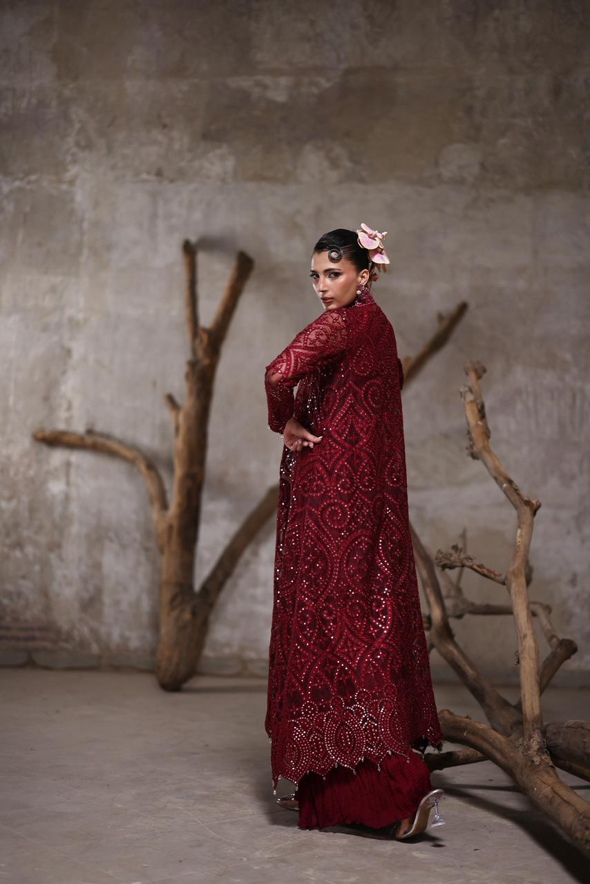 Organza jacket with crushed Pallazos- (9515.4)
