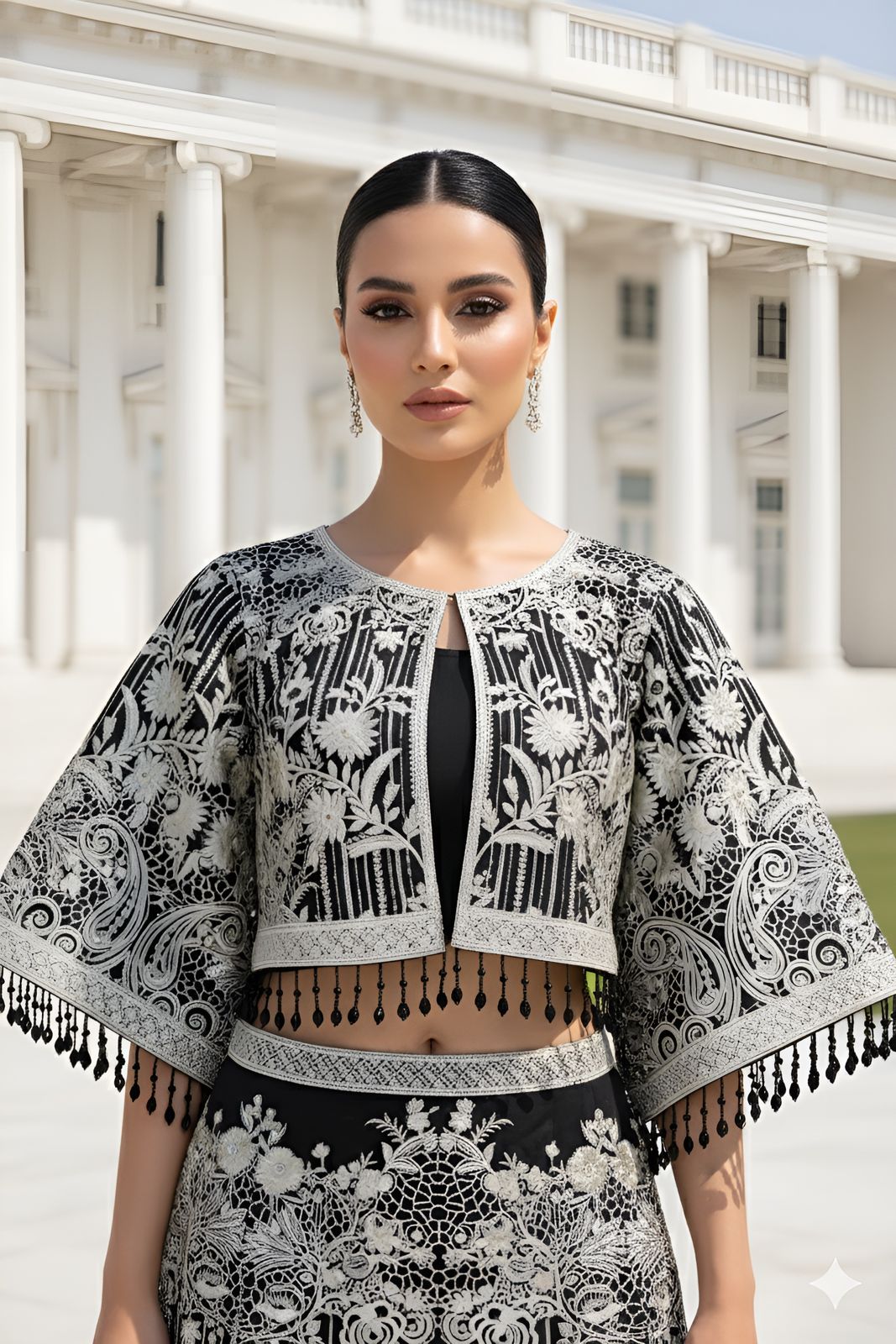 An organza jacket and skirt set- (8605)