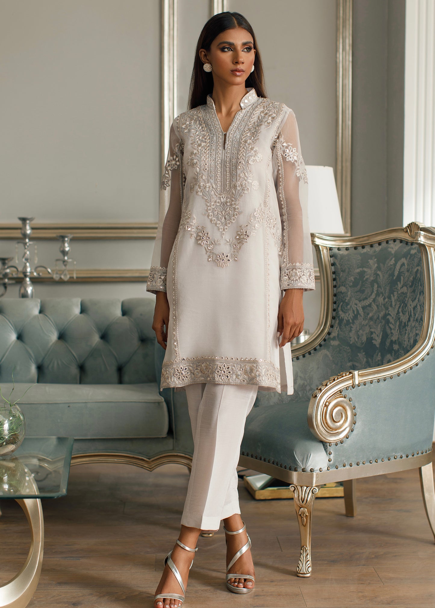 A grey kurta set- (RZ-7796)