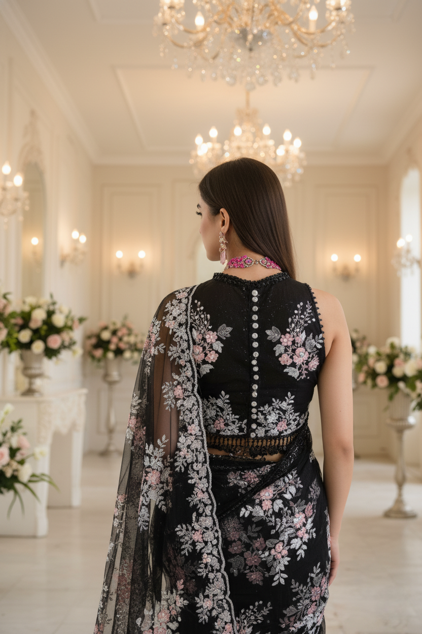 An embellished sari- (10185)