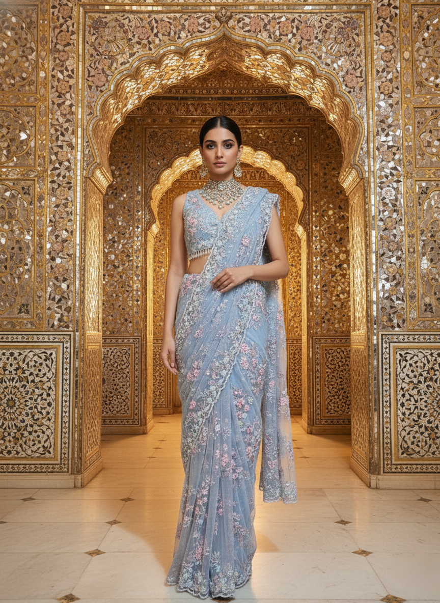 An embroidered sari- (EL-230)