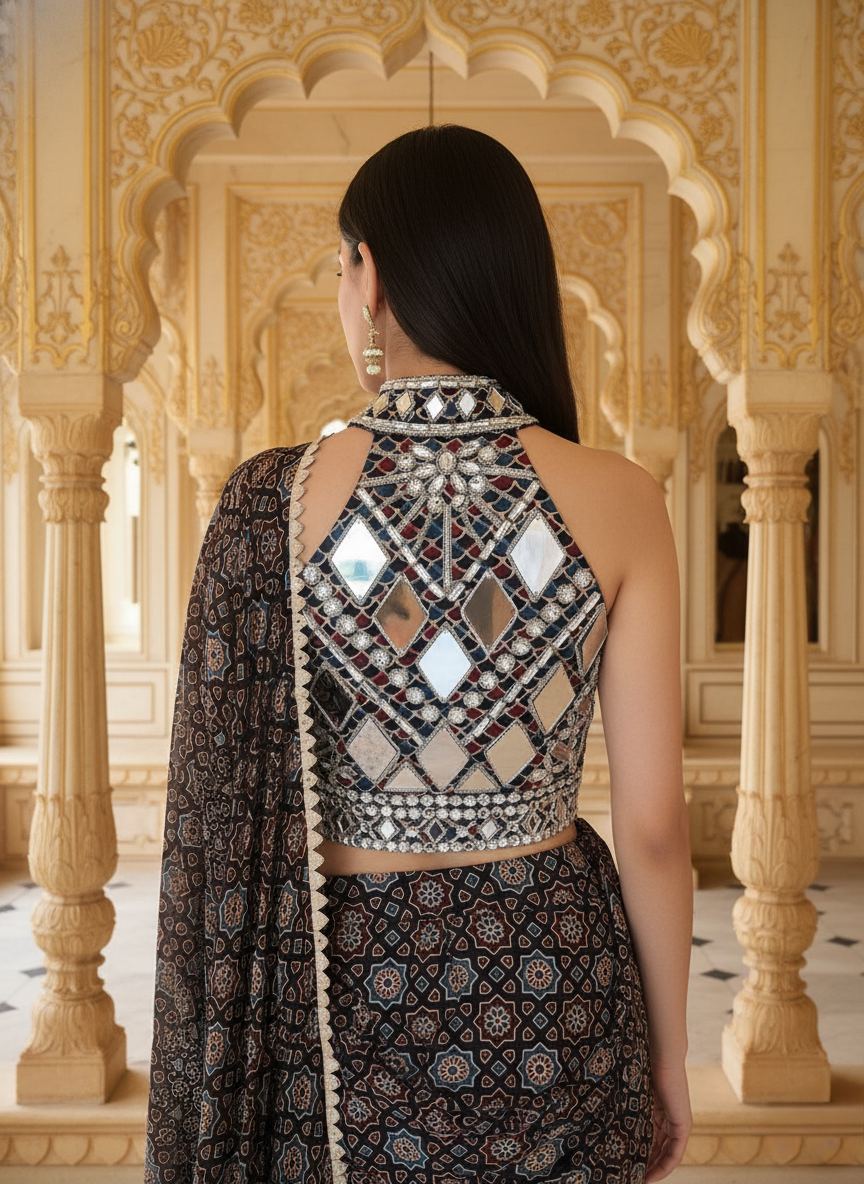 An Ajrakh sari- (ISA-555)