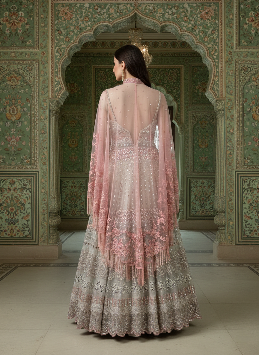 An Anarkali with a cape- (SHA-9)