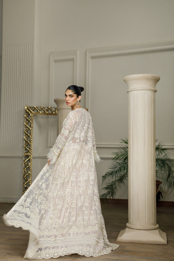 Net Embroidered Jacket with skirt