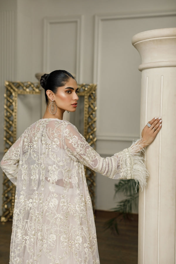 Net Embroidered Jacket with skirt