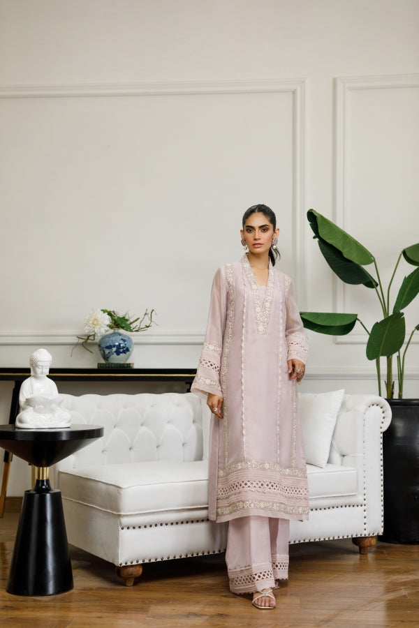Lilac Shade Cotton Net Tunic