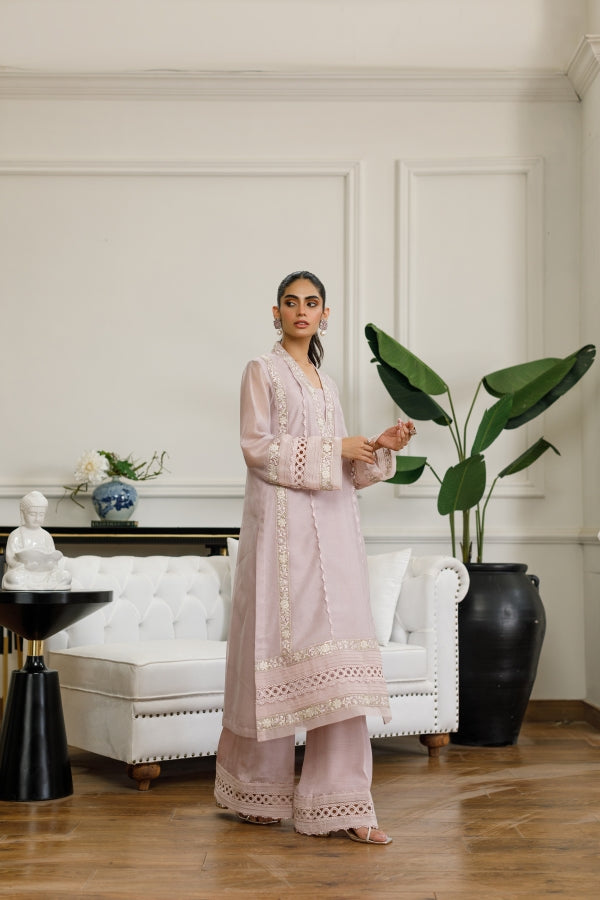 Lilac Shade Cotton Net Tunic