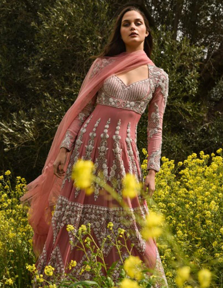 Rose Pink Anarkali Suit with Net Dupatta (OA-73)