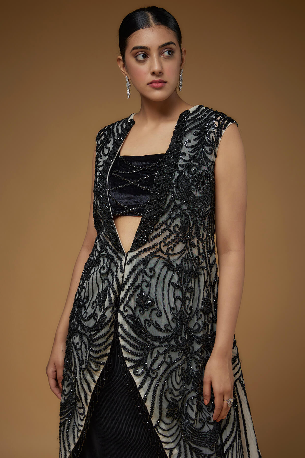 A Jacket and Crushed Skirt Set- (FAB - 10)