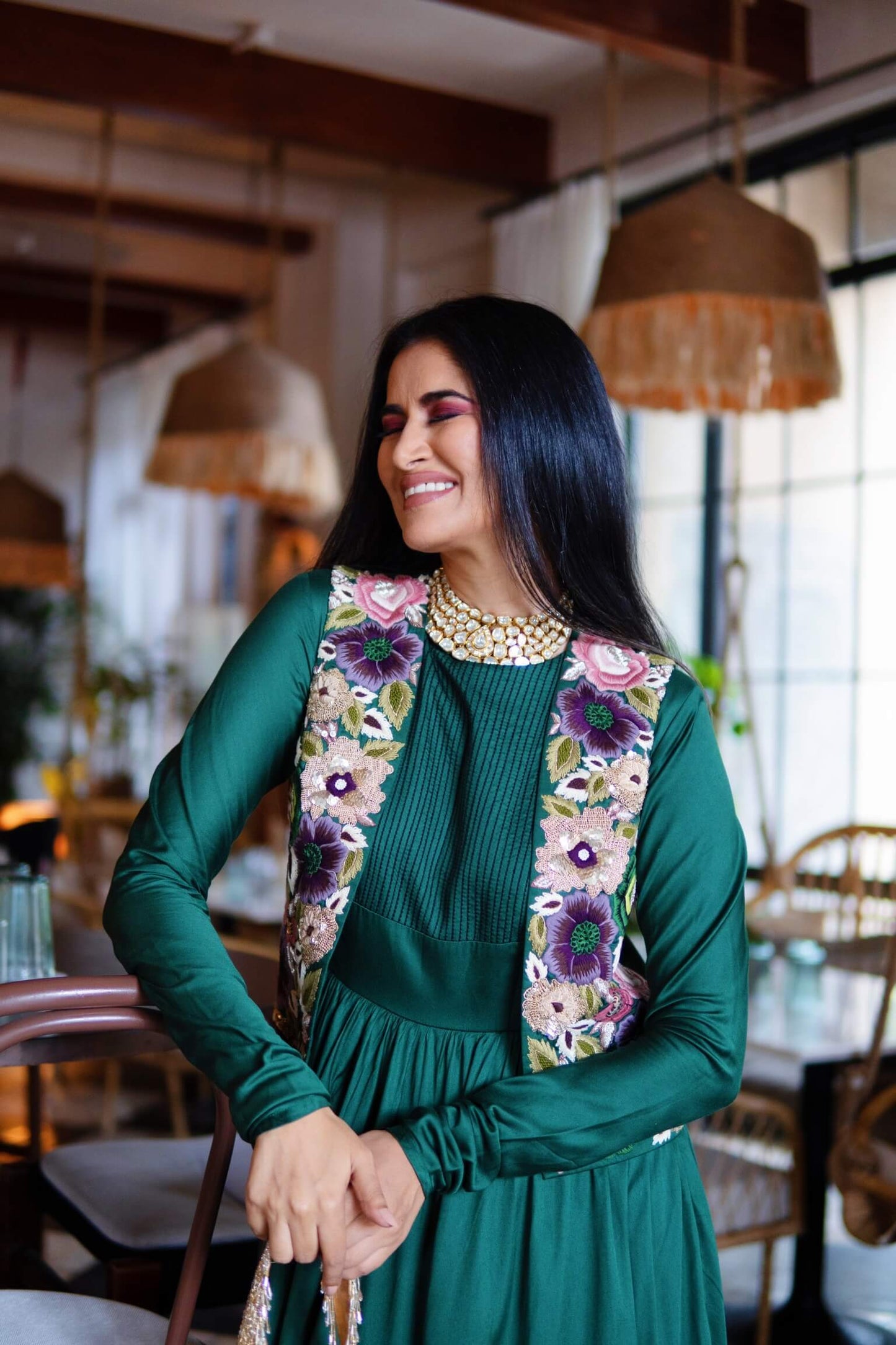 Green Anarkali with a koti