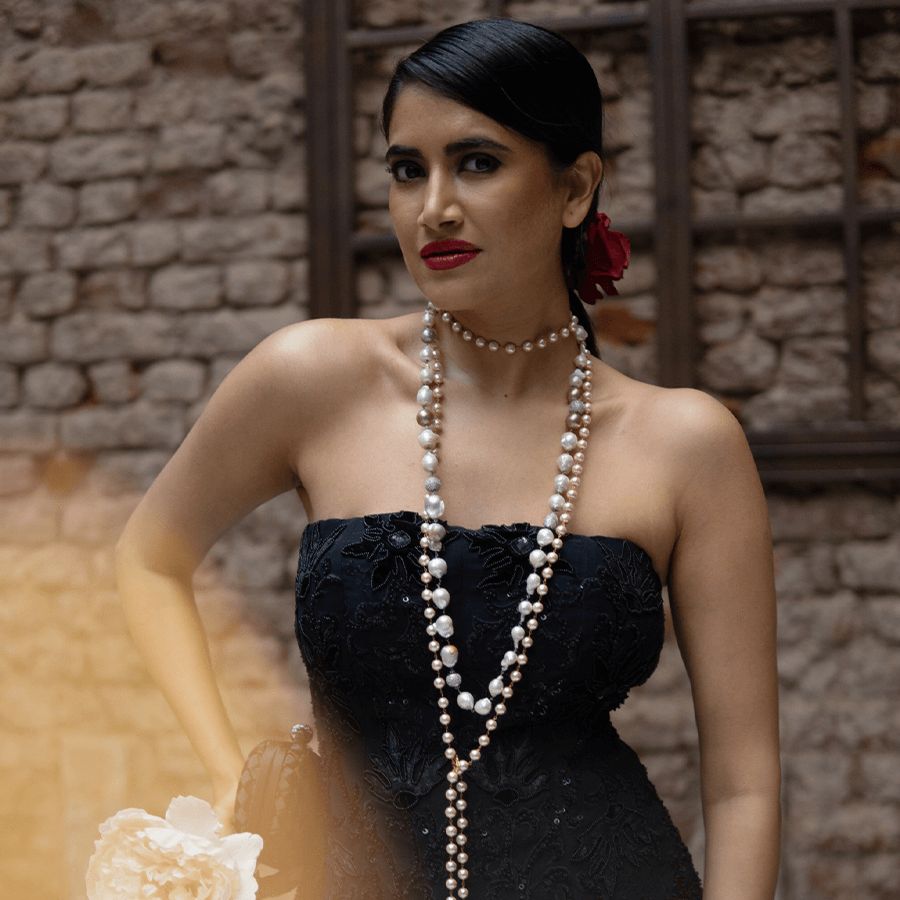 Black Corset with Satin Layered Skirt (BIS-788)