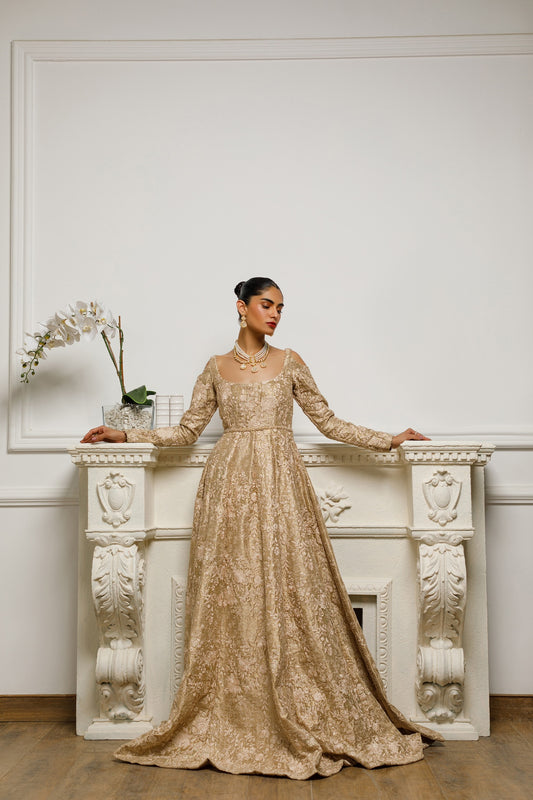 A gold Anarkali (RZ-9990)