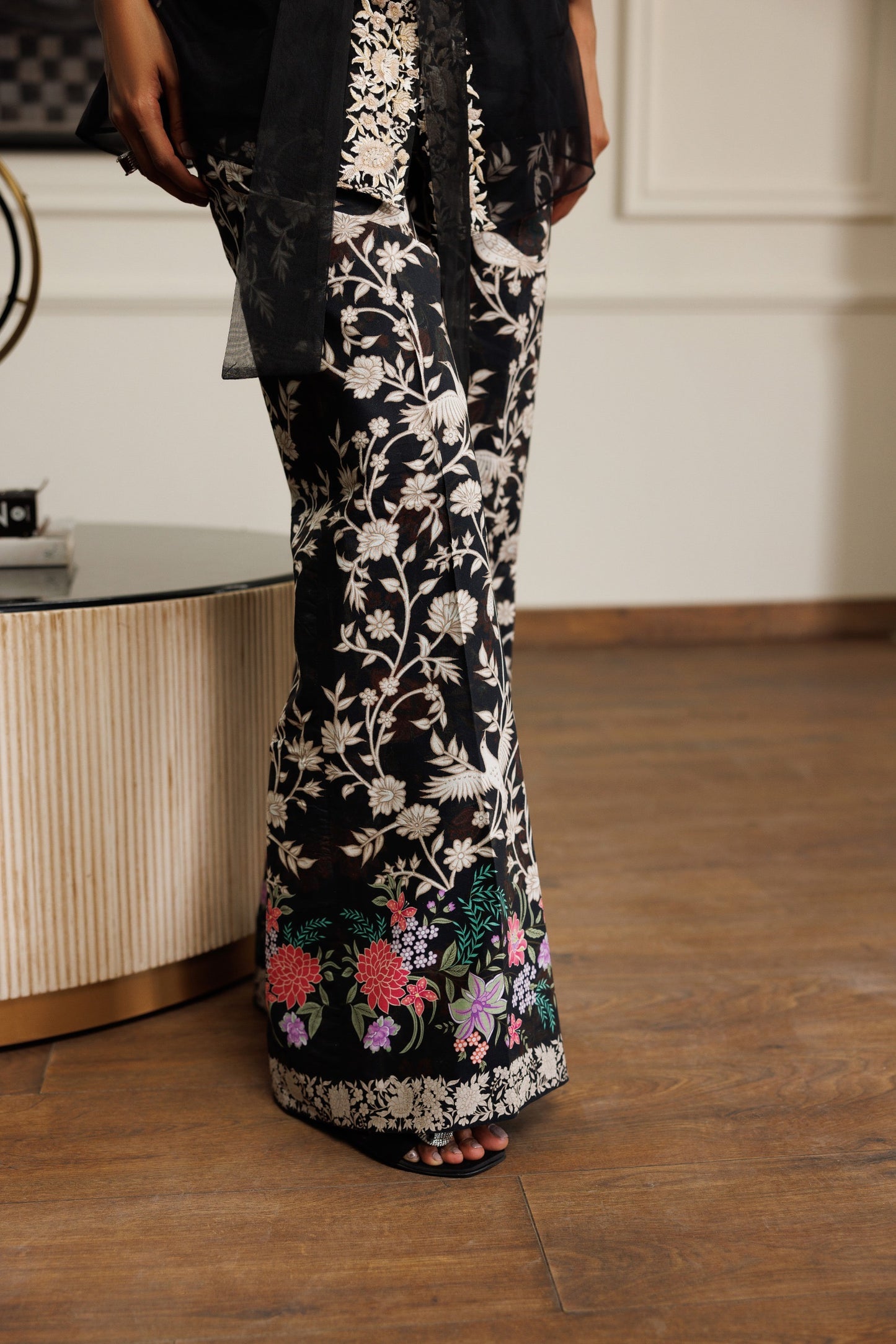 A black organza jacket with pants (8932)