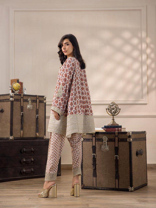 Ajrakh Kalidar kurta and pants-(9761)