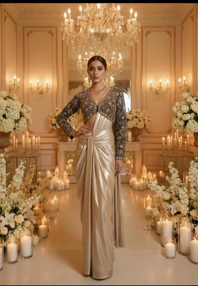 A draped sari set- (AI-900)