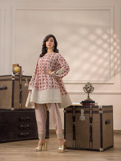Ajrakh Kalidar kurta and pants-(9761)