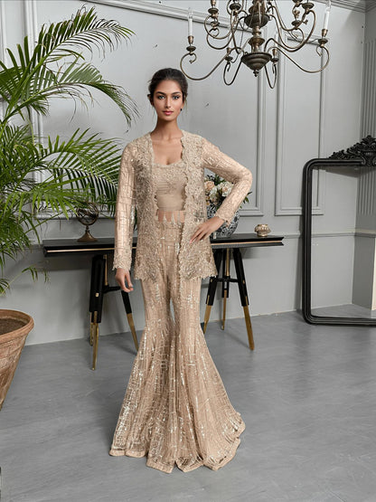A jacket with gharara pants- (9164)