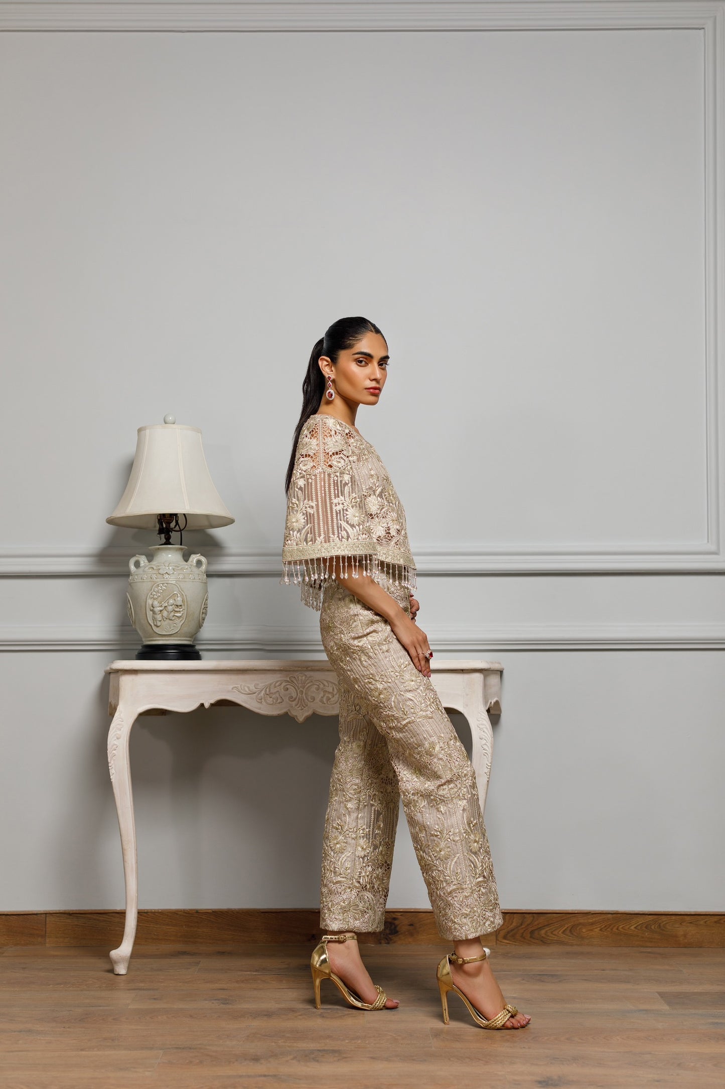 An organza embroidered jacket and pants (RZ-9994)