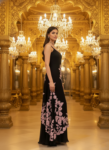 An asymmetrical kurta with a gown- (SA-9)