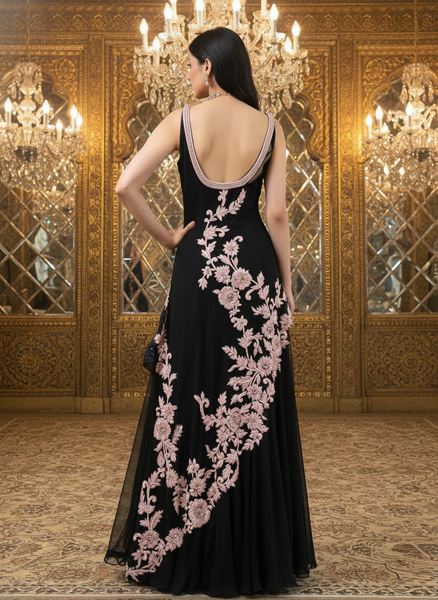 An asymmetrical kurta with a gown- (SA-9)