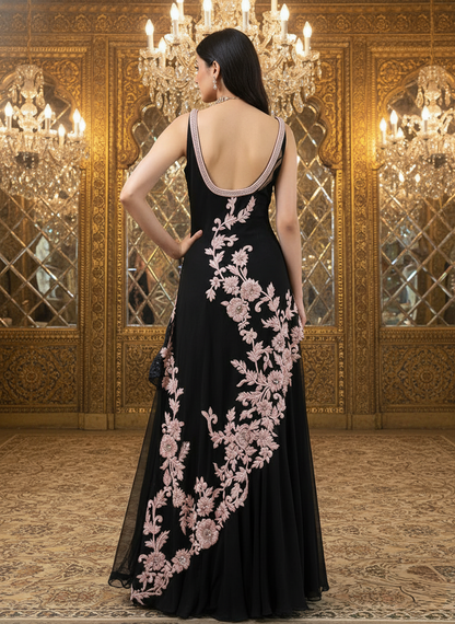 An asymmetrical kurta with a gown- (SA-9)