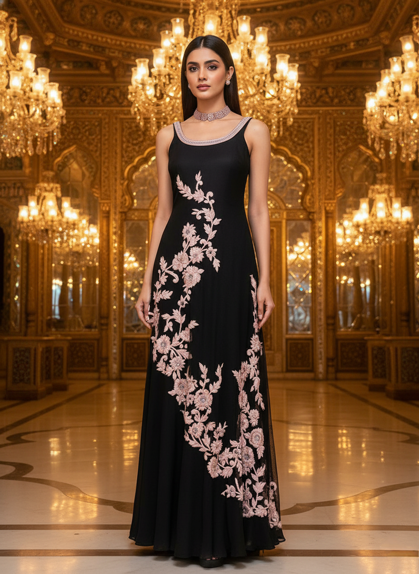 An asymmetrical kurta with a gown- (SA-9)