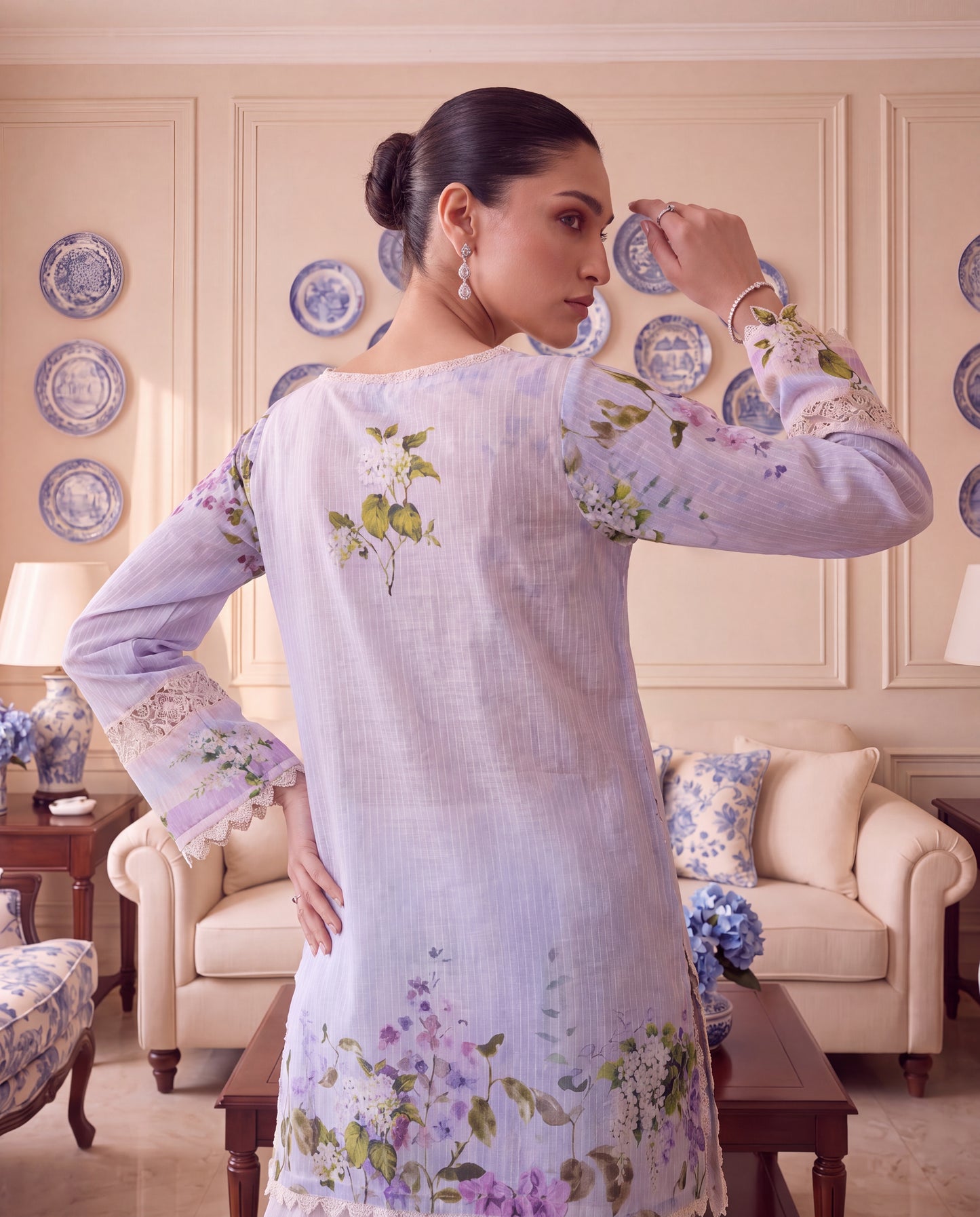 Lavender Bloom Swiss Kurta Set- (PFL-51120)