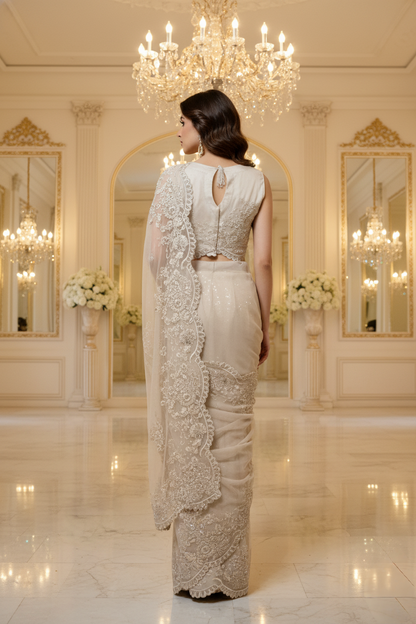 A beige sari- (BMS-171)