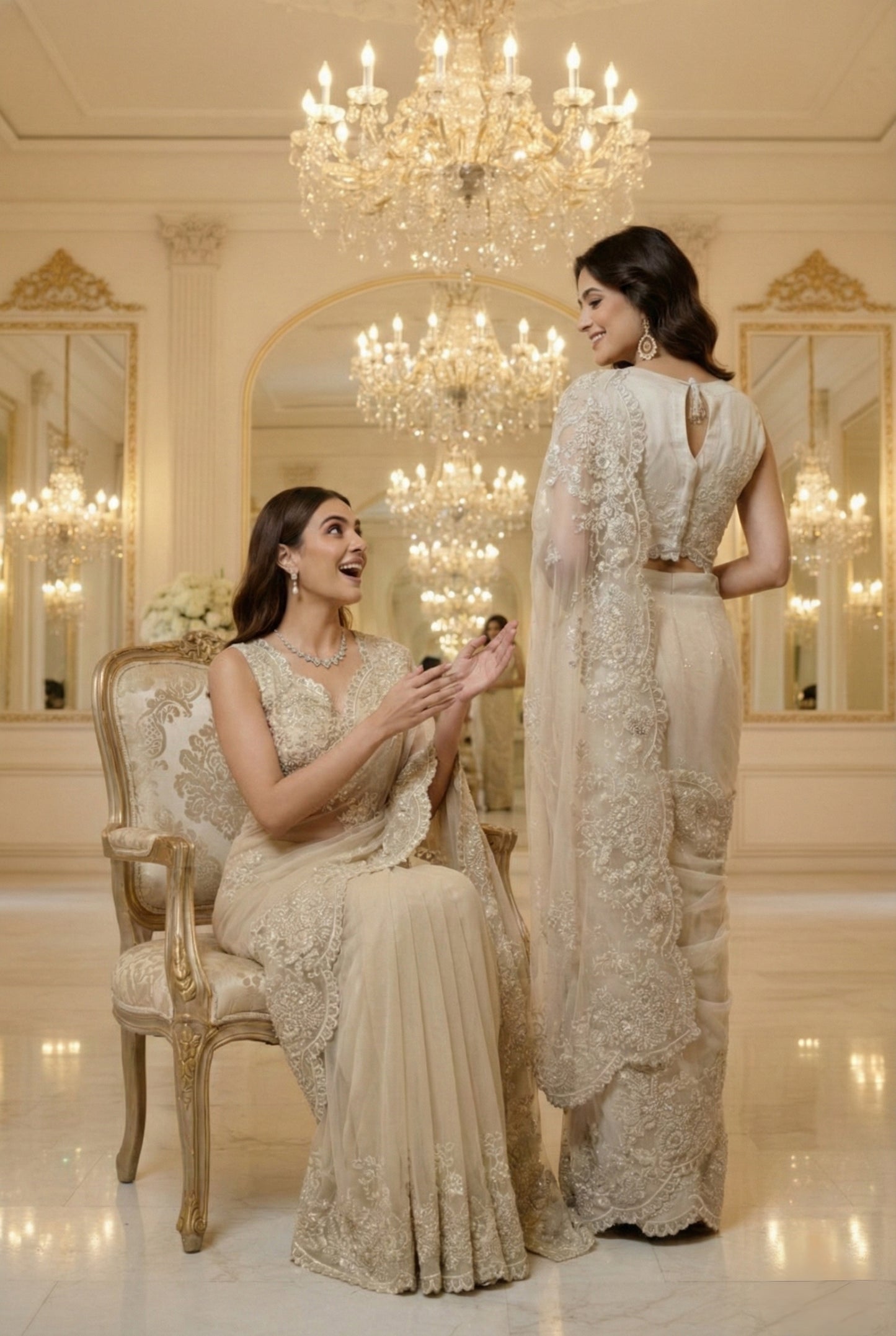 A beige sari- (BMS-171)