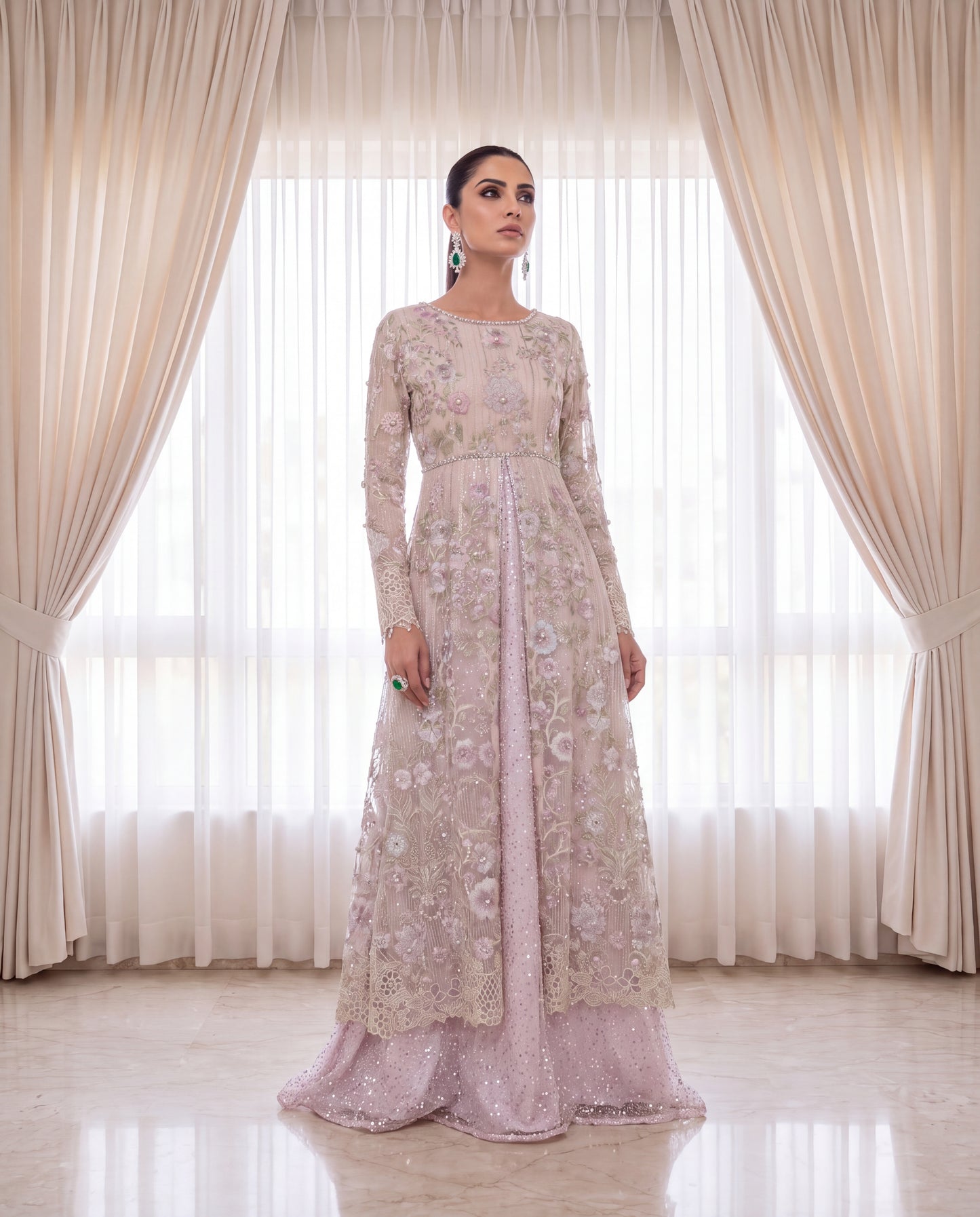 Blush Botanical Embroidered Suit Set