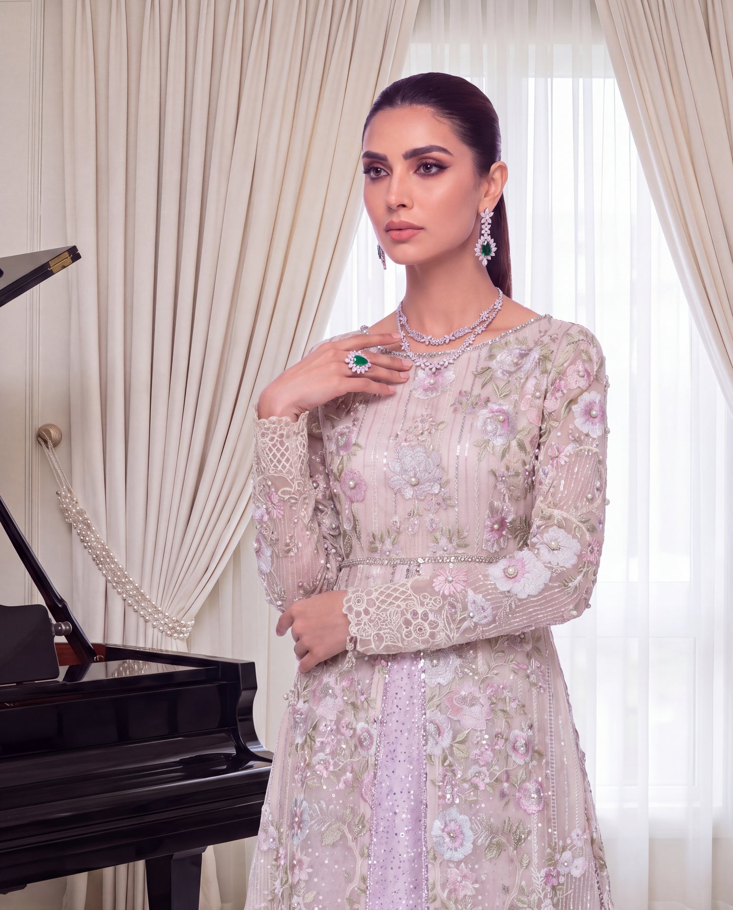 Blush Botanical Embroidered Suit Set