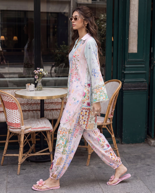Pastel Floral Swiss Lawn Co-Ord Set