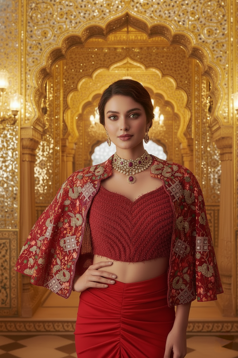 A skirt and cape set- (KR-6300)