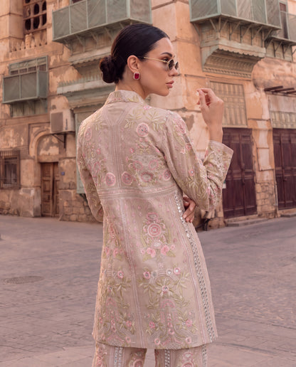 Blush Embroidered Organza Jacket Set – Side View