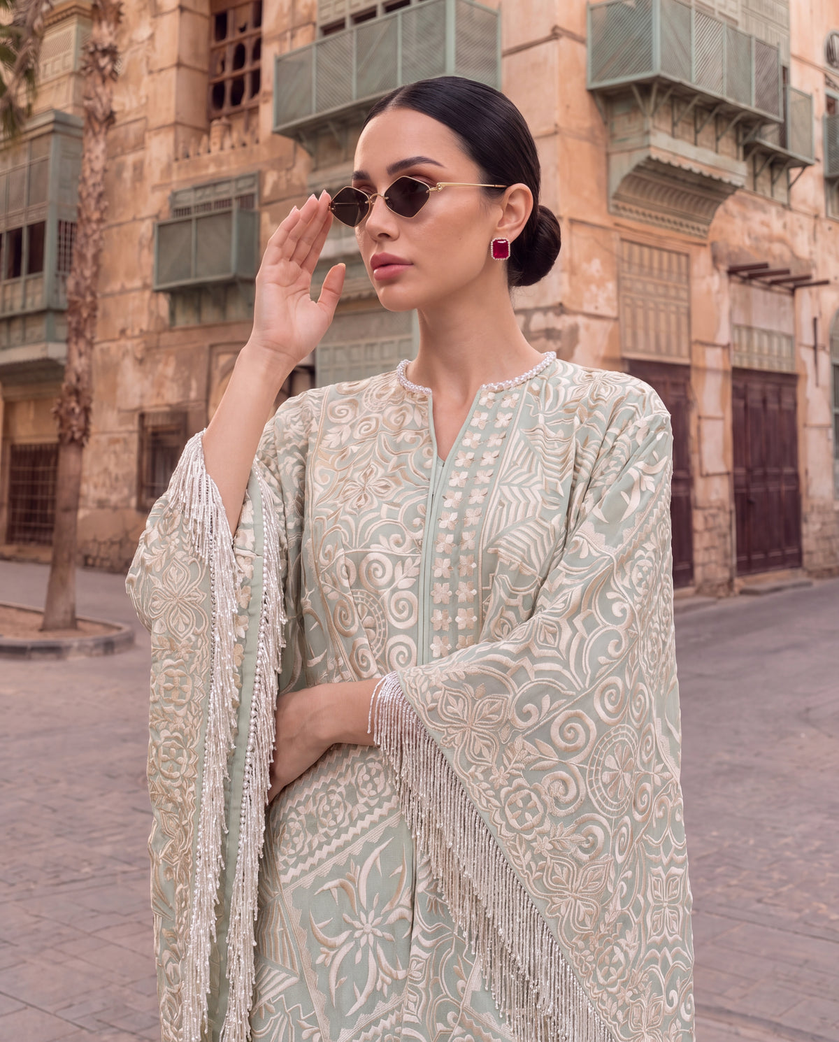 Soft Celadon Green Kaftan-(KTN-11700)