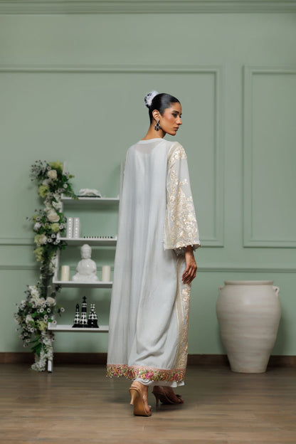 A jacket with an overlap wrap chiffon kurta- (8830)