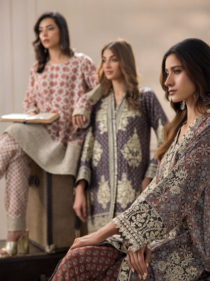 Ajrakh Kalidar kurta and pants-(9761)