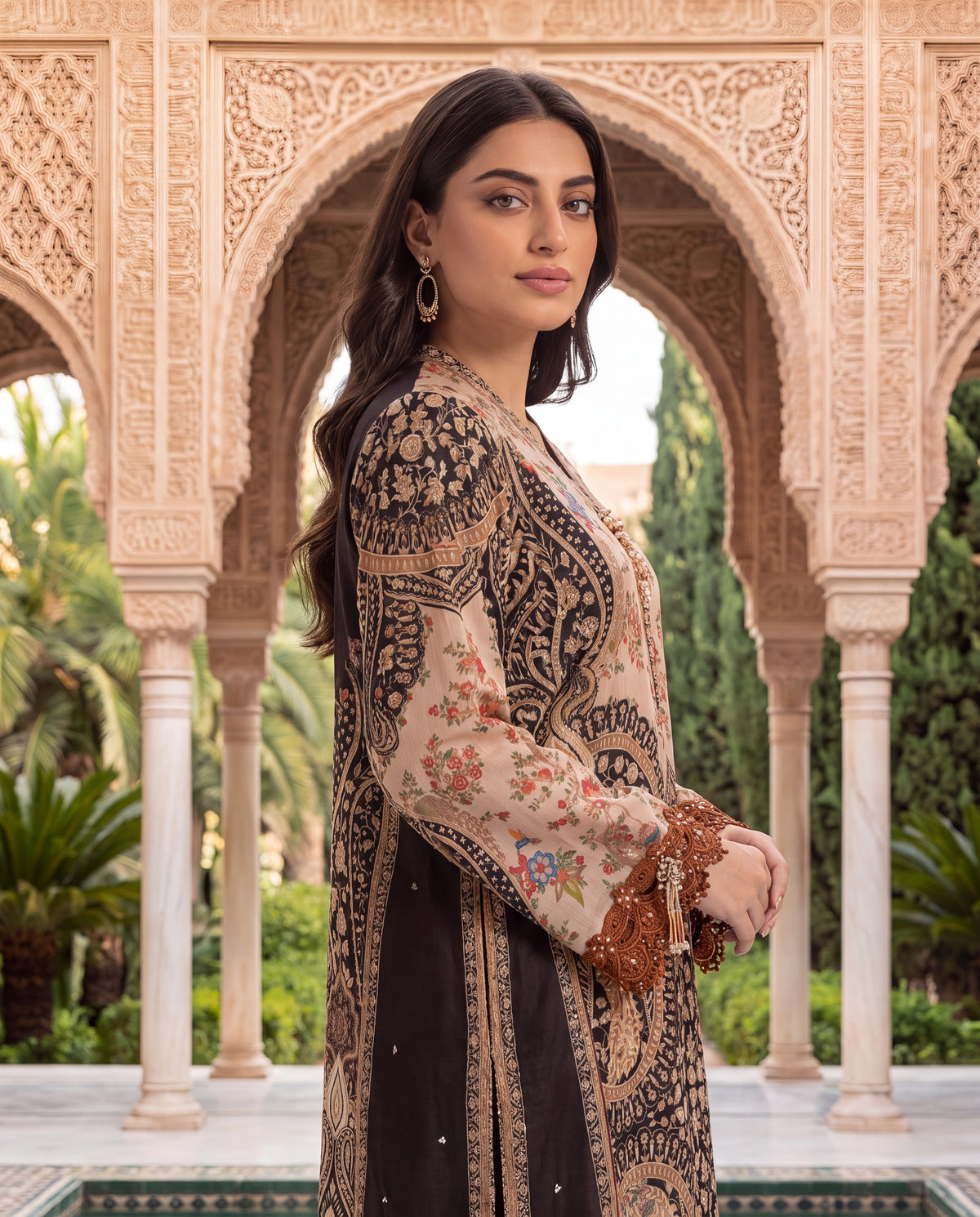 Viscose Dupion Printed Kurta Set with Hand Embroidery-(BEG-42003)