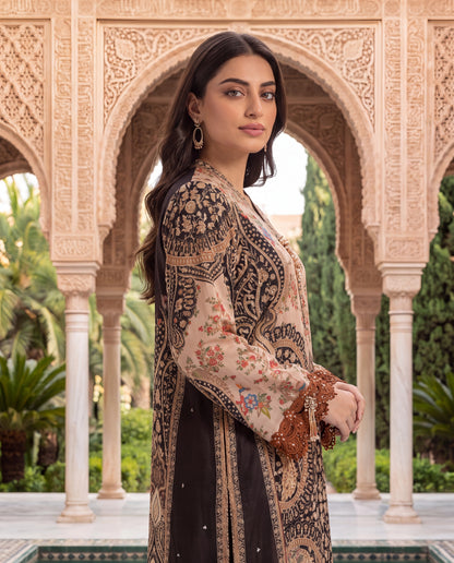 Viscose Dupion Printed Kurta Set with Hand Embroidery-(BEG-42003)