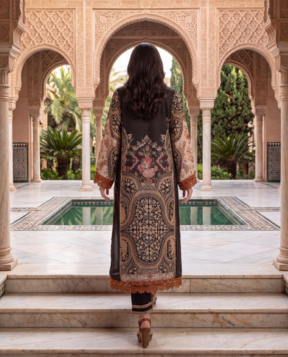 Viscose Dupion Printed Kurta Set with Hand Embroidery-(BEG-42003)