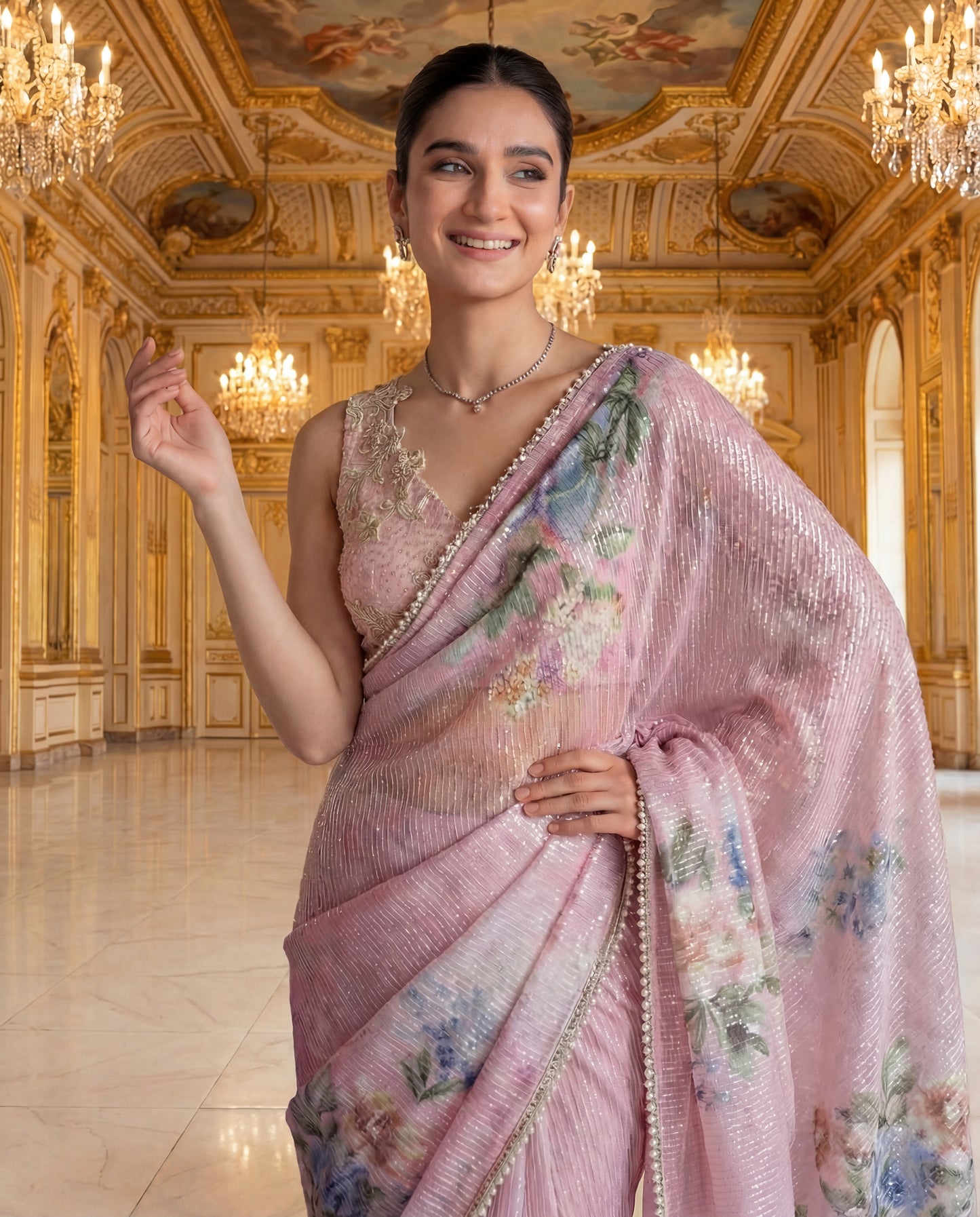 A sequinned sari- (CG-900)