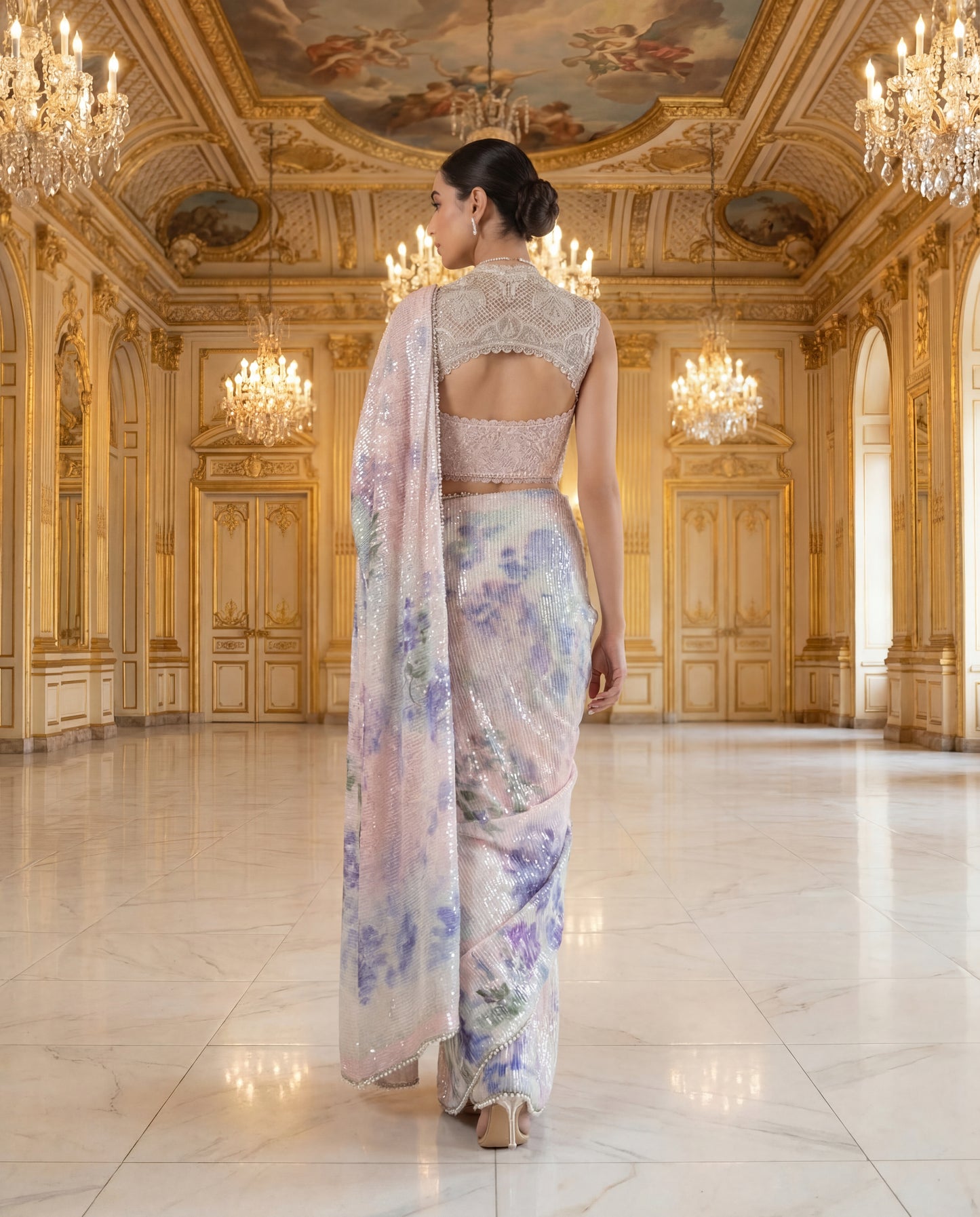 A sequinned sari-(CGL-4500)