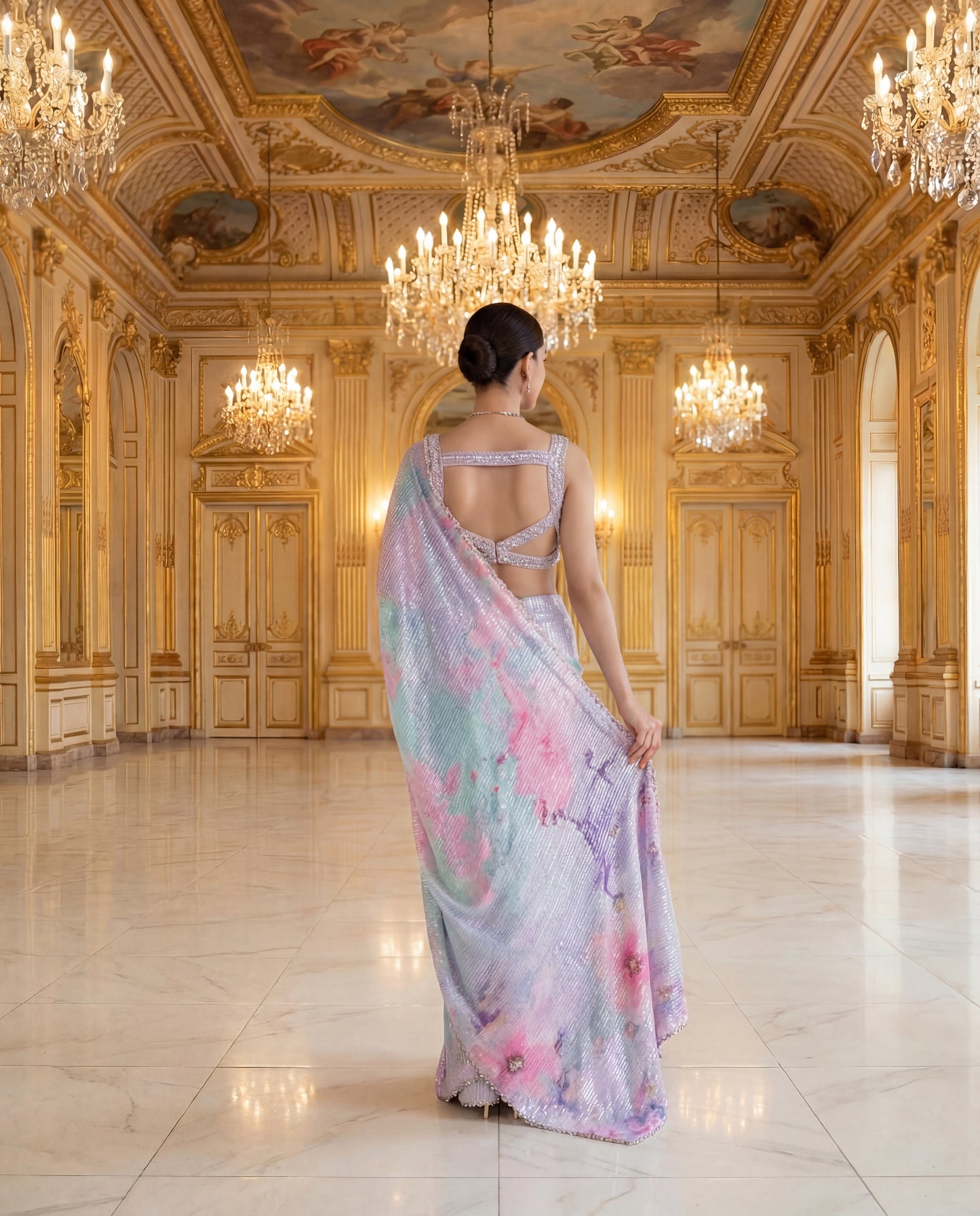 A sequinned sari-(SQ-06210)