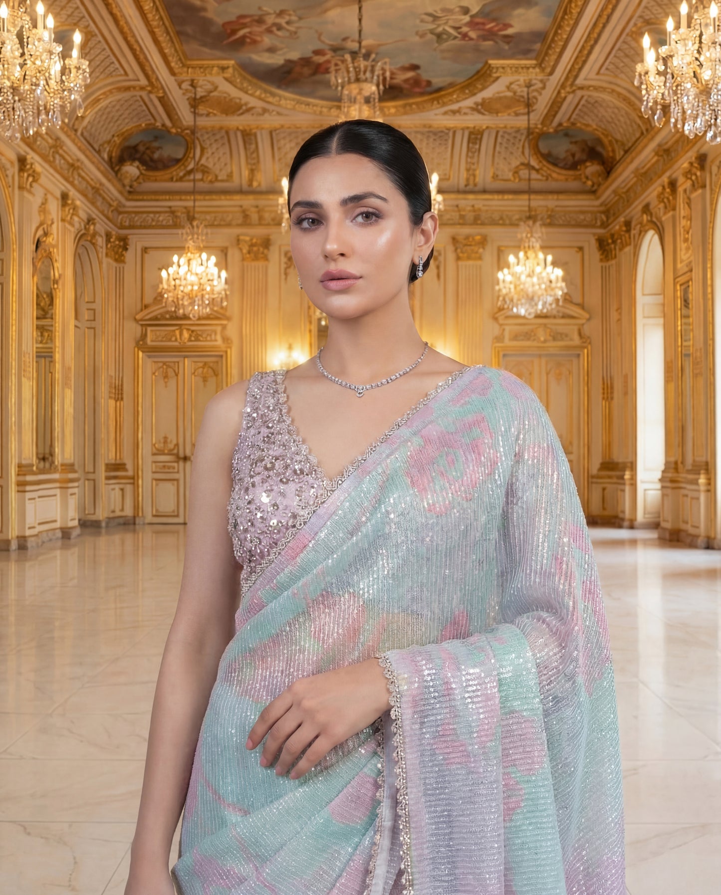 A sequinned sari-(SQ-06210)